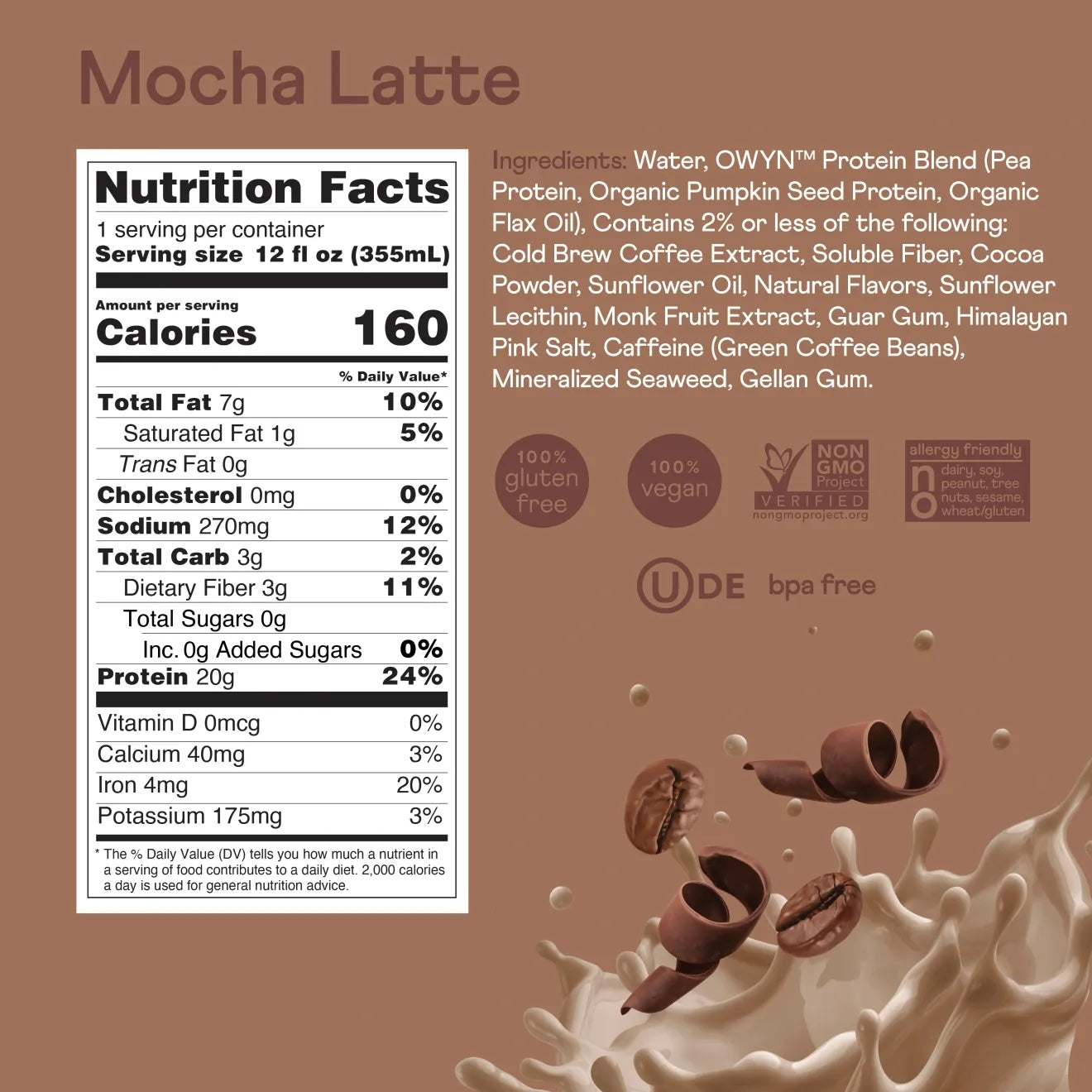 OWYN Double Shot 20mg Protein Shake • Mocha Latte